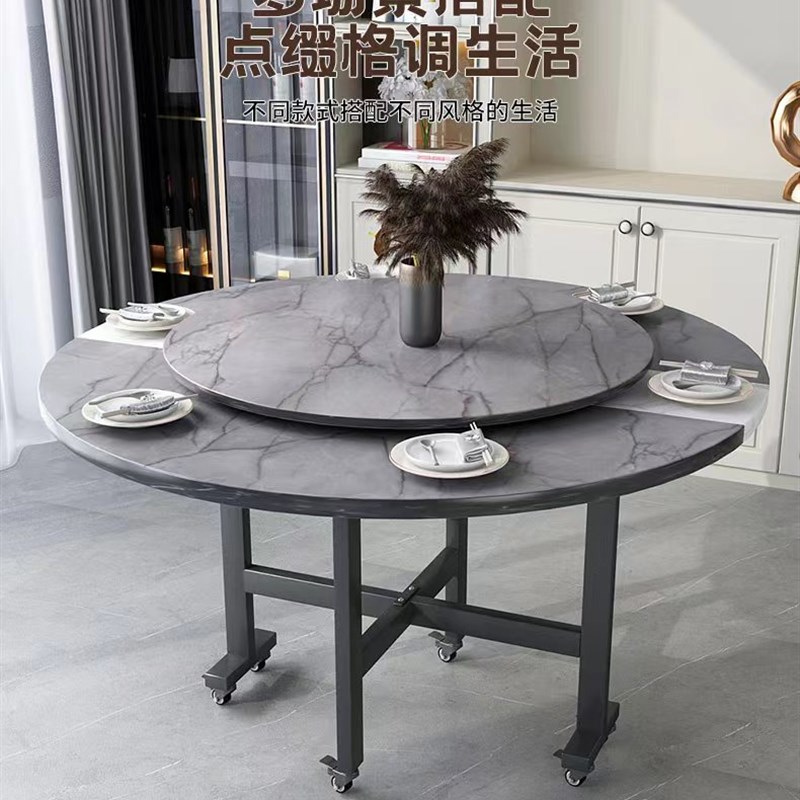 折叠圆桌创意可移动桌子小户型家用饭桌多功能桌面可折叠餐桌