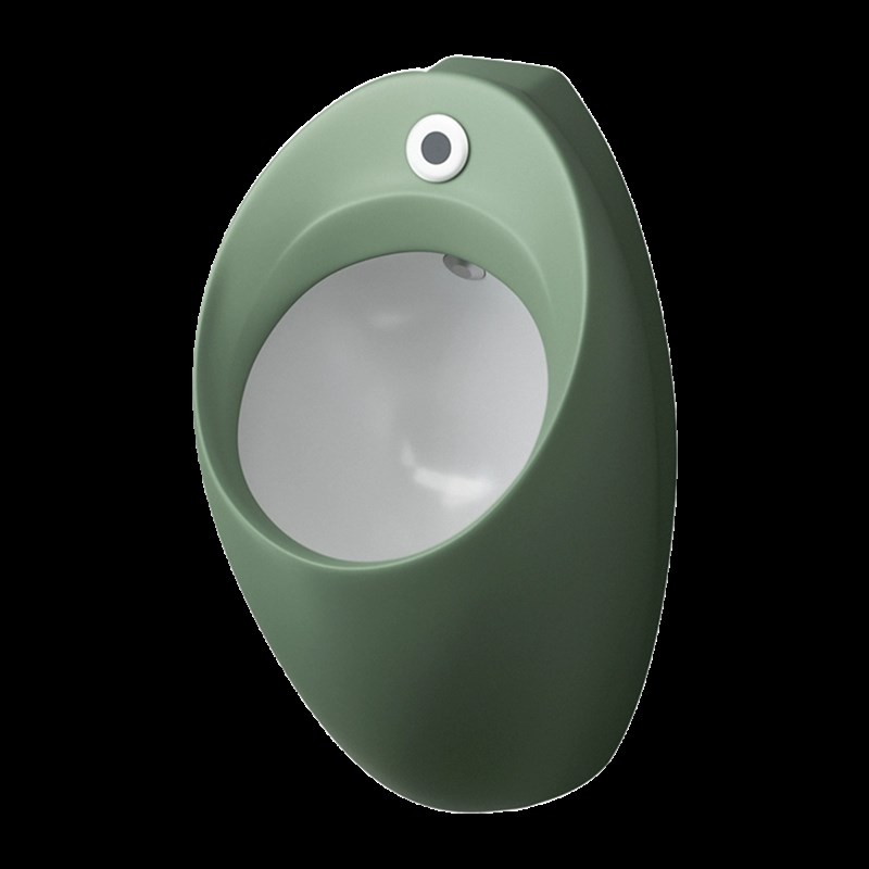 绿色陶瓷小便斗自动一体感应式挂墙式酒店男士卫生间壁挂小便池器