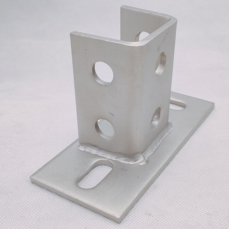 304不锈钢C型钢底座 光伏支架固定立柱地脚 不锈钢C型钢配件牛腿