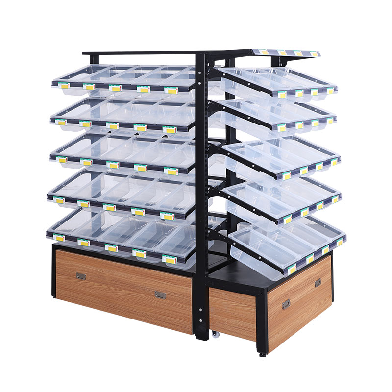 零食货架钢木单面超市便利店小卖部小食品零食架商用散称展示架