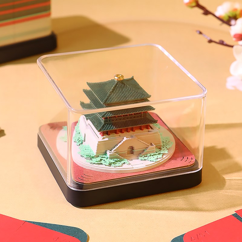 日历2年新款文创礼品D立体便签桌面西安钟楼全景纸雕台历