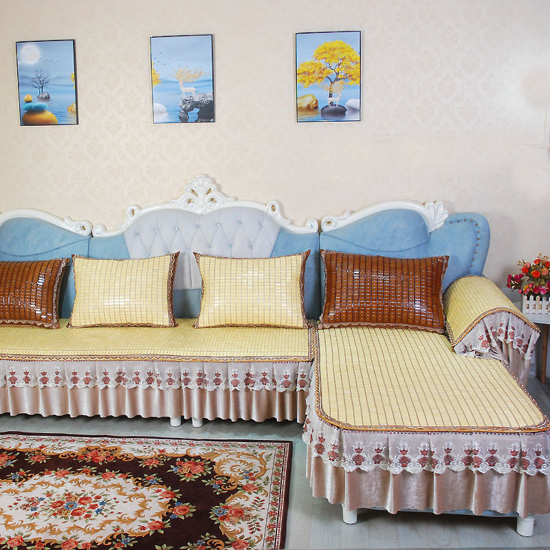 沙发凉席垫夏天弧形麻将凉席沙发坐垫椅垫防滑贵妃沙发床圆形