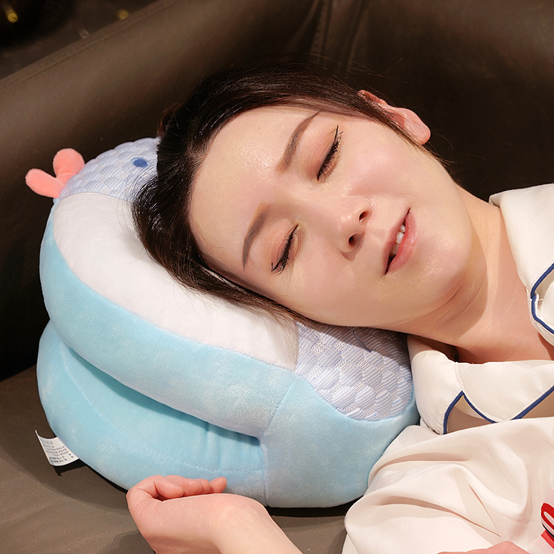 夏季冰丝女生午睡枕小学生趴睡枕办公室凉席午休抱枕儿童睡觉枕头