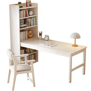 实木转角书桌书柜一体学生学习桌台式办公电脑桌儿童写字桌子