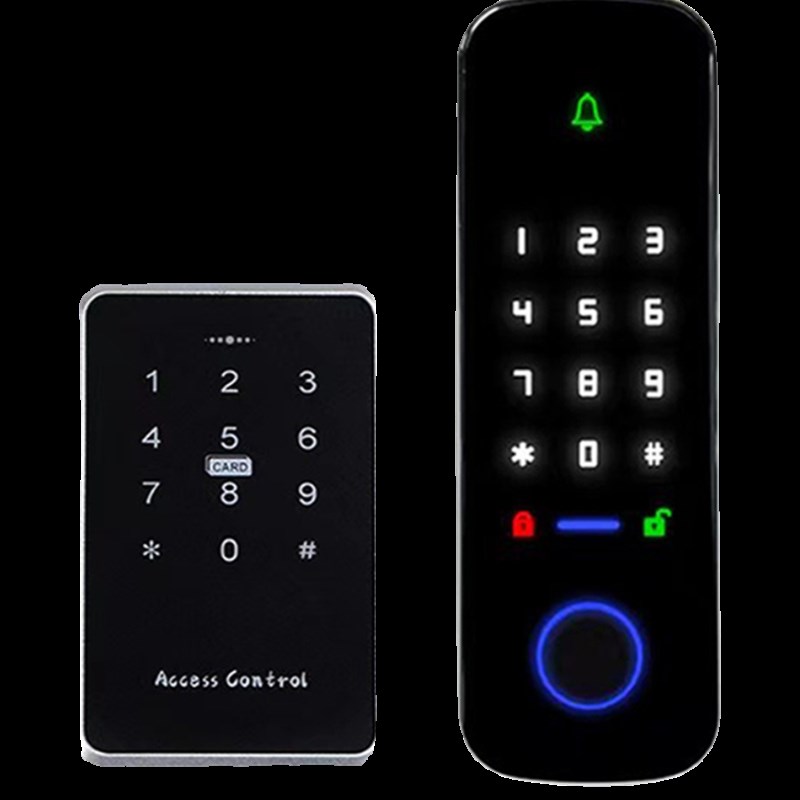 无线免布线刷卡密码脱机指纹遥控明装电插锁玻璃门电池木门套装
