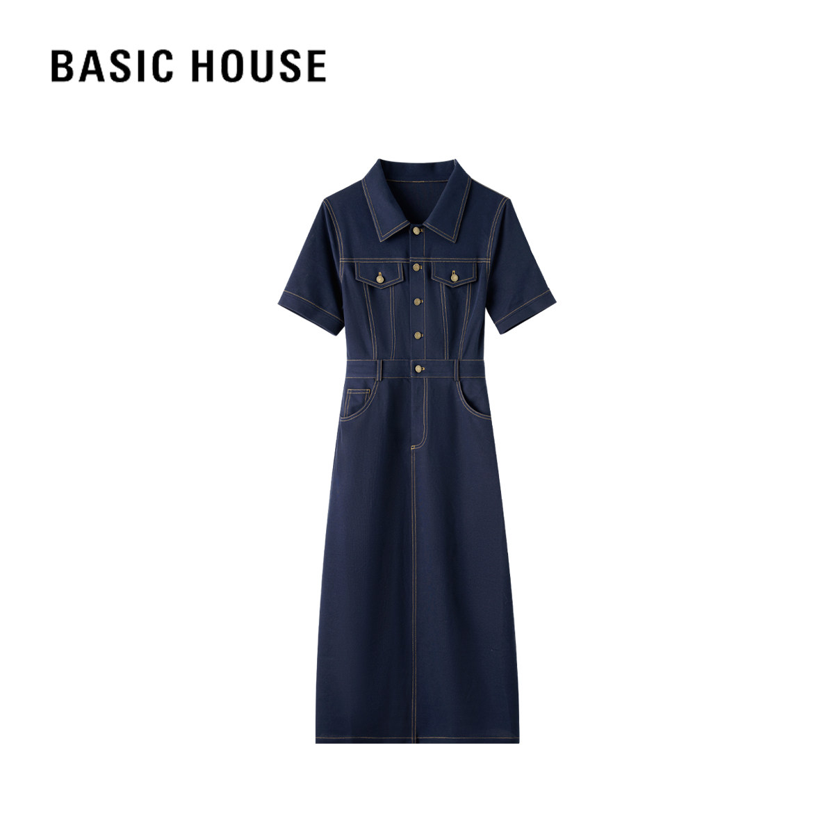 百家好2026夏季新款透气仿牛仔连衣裙气质收腰显瘦高级感衬衫裙子