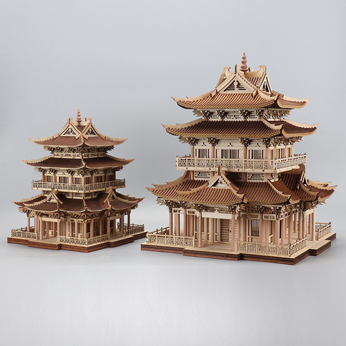 新创意古建筑艺术品书房办公桌酒店展示柜样板间软装饰品