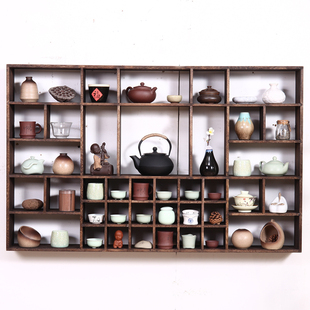 博古架实木多宝阁茶叶架茶壶架玄关隔断茶杯架茶具置物展示架