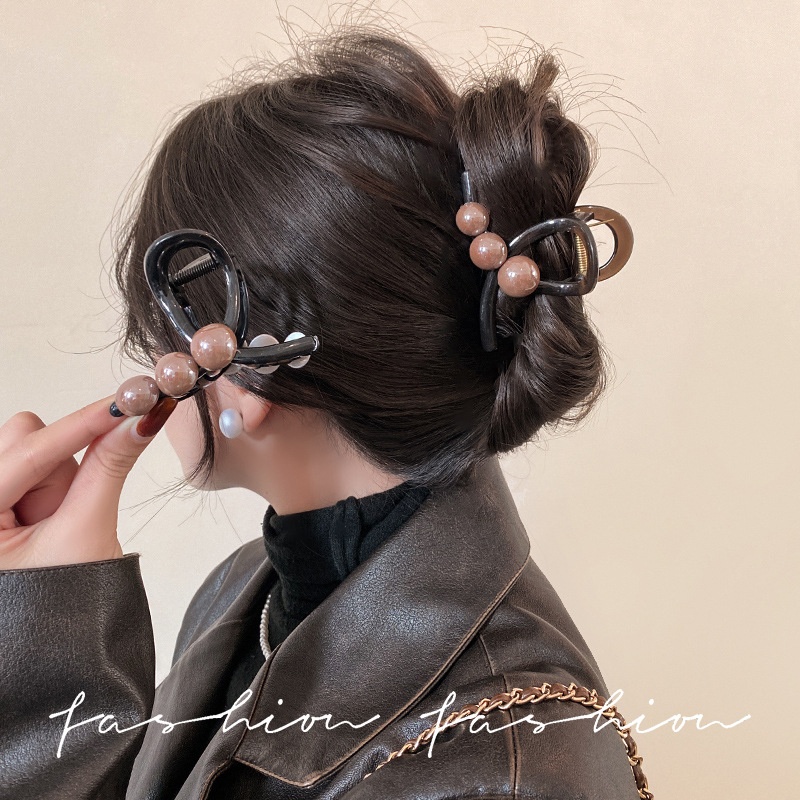 感圆珠抓夹女鲨鱼夹感2025新款发夹女后脑勺夹子头饰