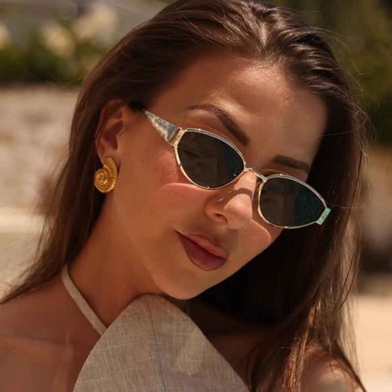 新款金属猫眼太阳镜时尚防紫外线太阳眼镜ins网红轻奢墨镜女