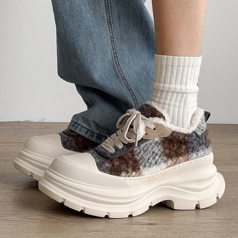 豹纹开口笑2.0乞丐鞋男秋冬松糕厚底小白鞋女