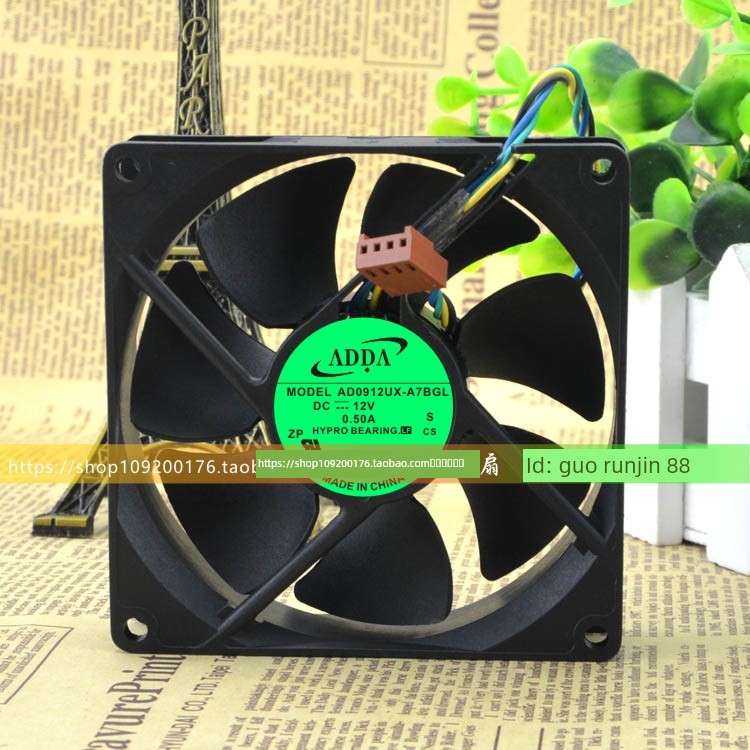 Adda Ad0912Ux-A7Bgl 12V 0.50A 9025 4线Pwm温度控制机箱风扇9cm