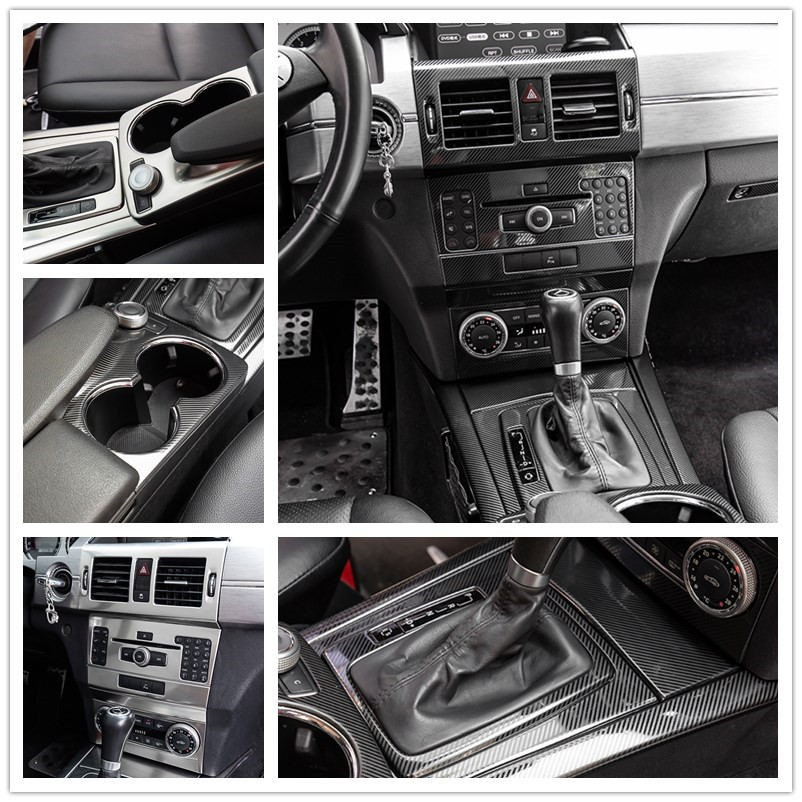 适用奔驰08-15款GLK300 260 350 内饰改装中控面板扶手箱出风口贴