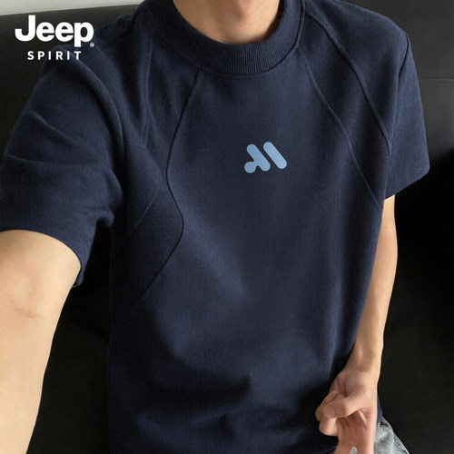 Jeep吉普短袖男解构拼接设计感