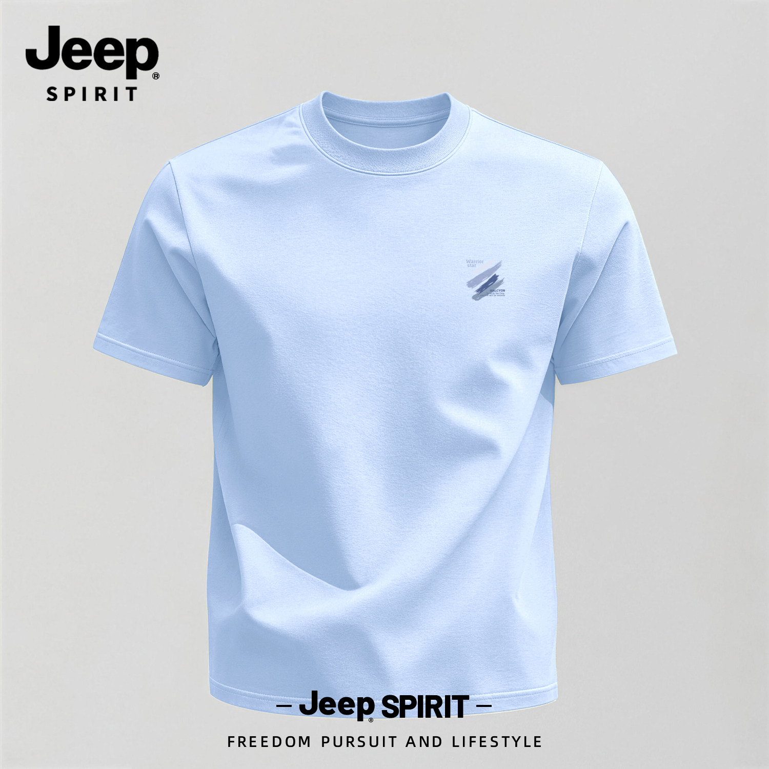 Jeep吉普纯棉短袖t恤宽松五分袖