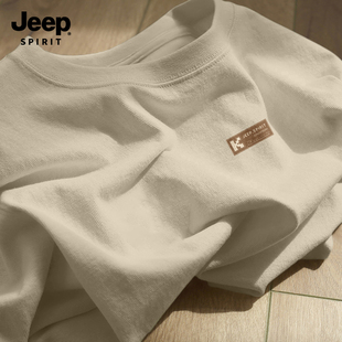 Jeep吉普纯棉男士长袖t恤2026新款重磅纯棉衣服男上衣男装打底衫