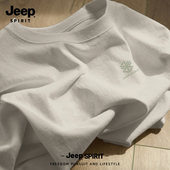 男士 Jeep吉普纯棉短袖 体恤 夏季 2025新款 t恤男士 白色休闲上衣男款