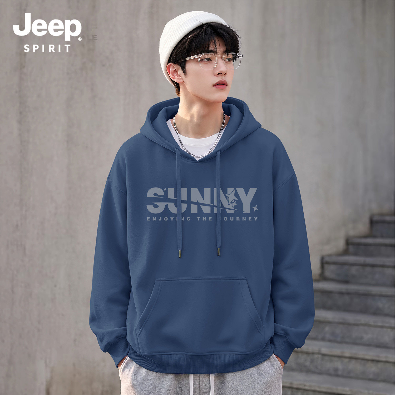 Jeep吉普连帽卫衣男款秋宽松重磅