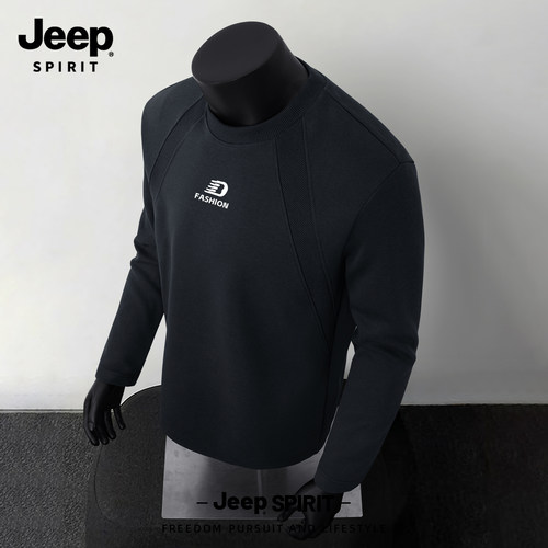 Jeep吉普痞帅拼接长袖t恤男士