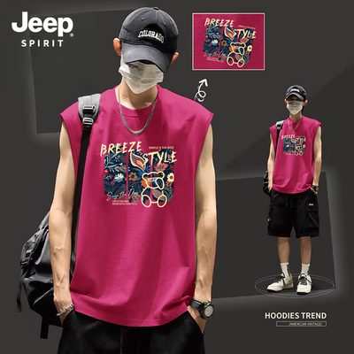 Jeep吉普纯棉背心男款衣痞帅坎肩