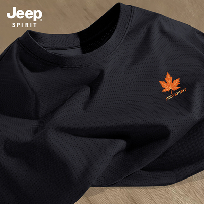 Jeep吉普短袖t恤男士冰丝网眼