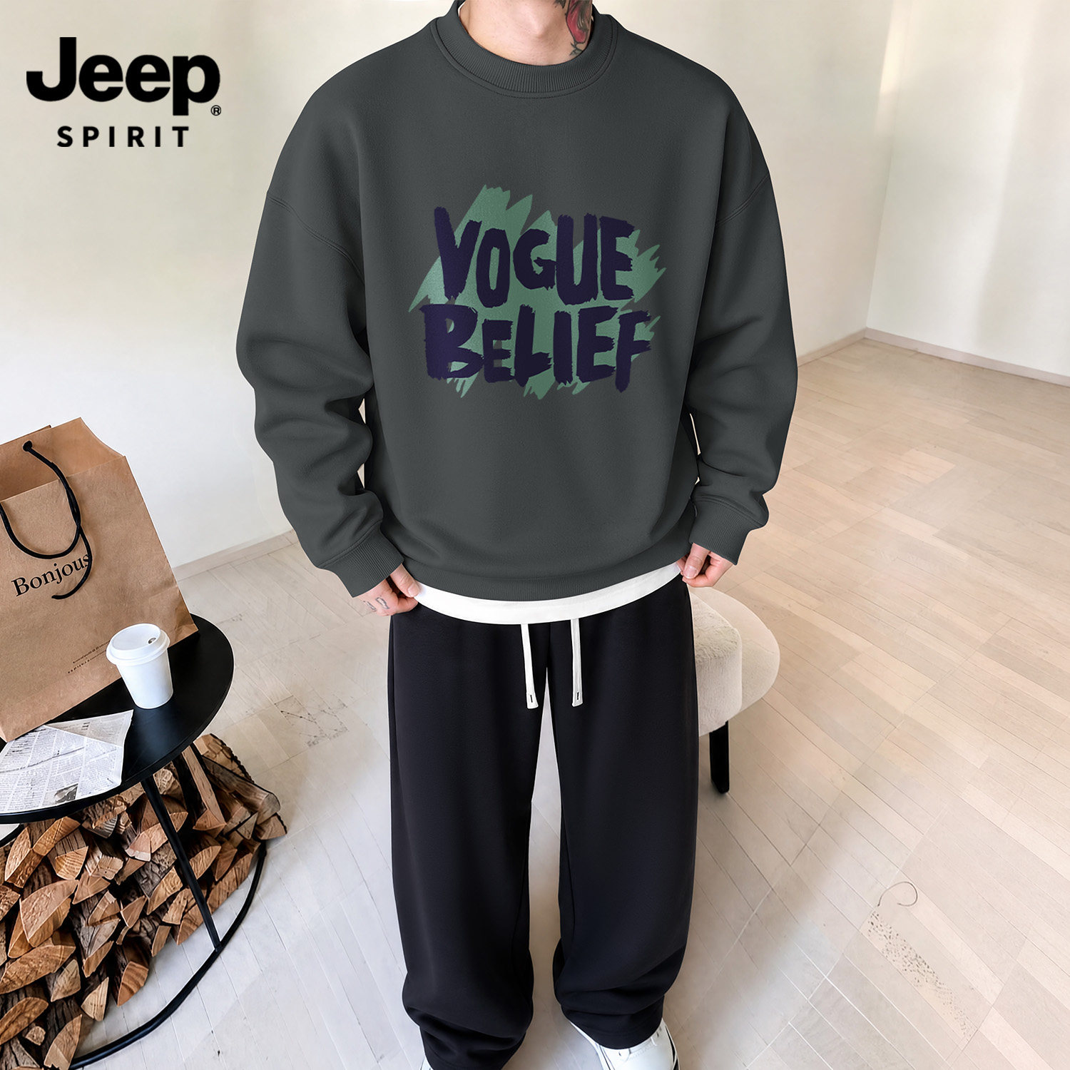 Jeep吉普男士休闲套装衣服一整套