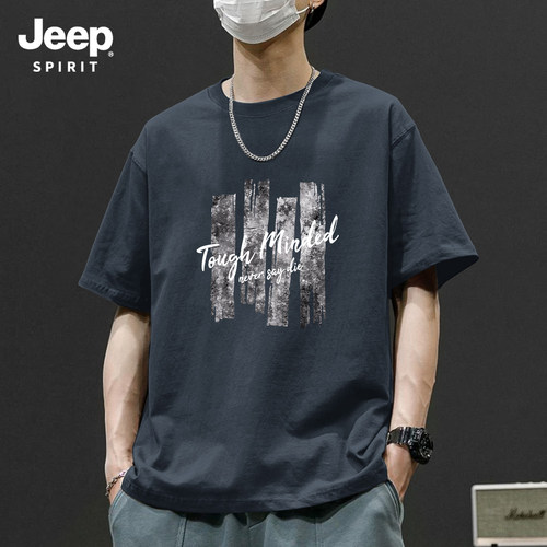 Jeep吉普重磅纯棉短袖t恤男夏季