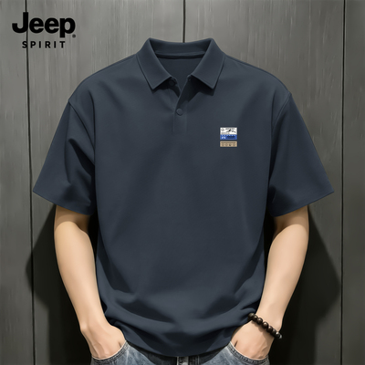 Jeep吉普冰丝华夫格男士polo衫夏