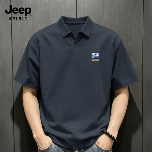 Jeep吉普冰丝华夫格男士polo衫夏