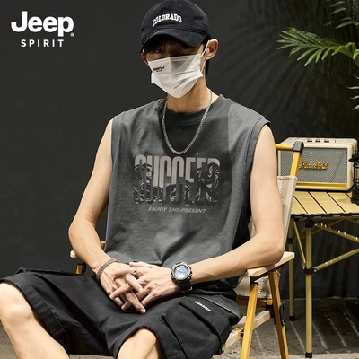 Jeep吉普美式高街纯棉背心男