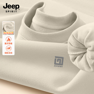 2025新款 套头衫 秋冬季 上衣男装 保暖长袖 Jeep吉普加绒圆领卫衣男款