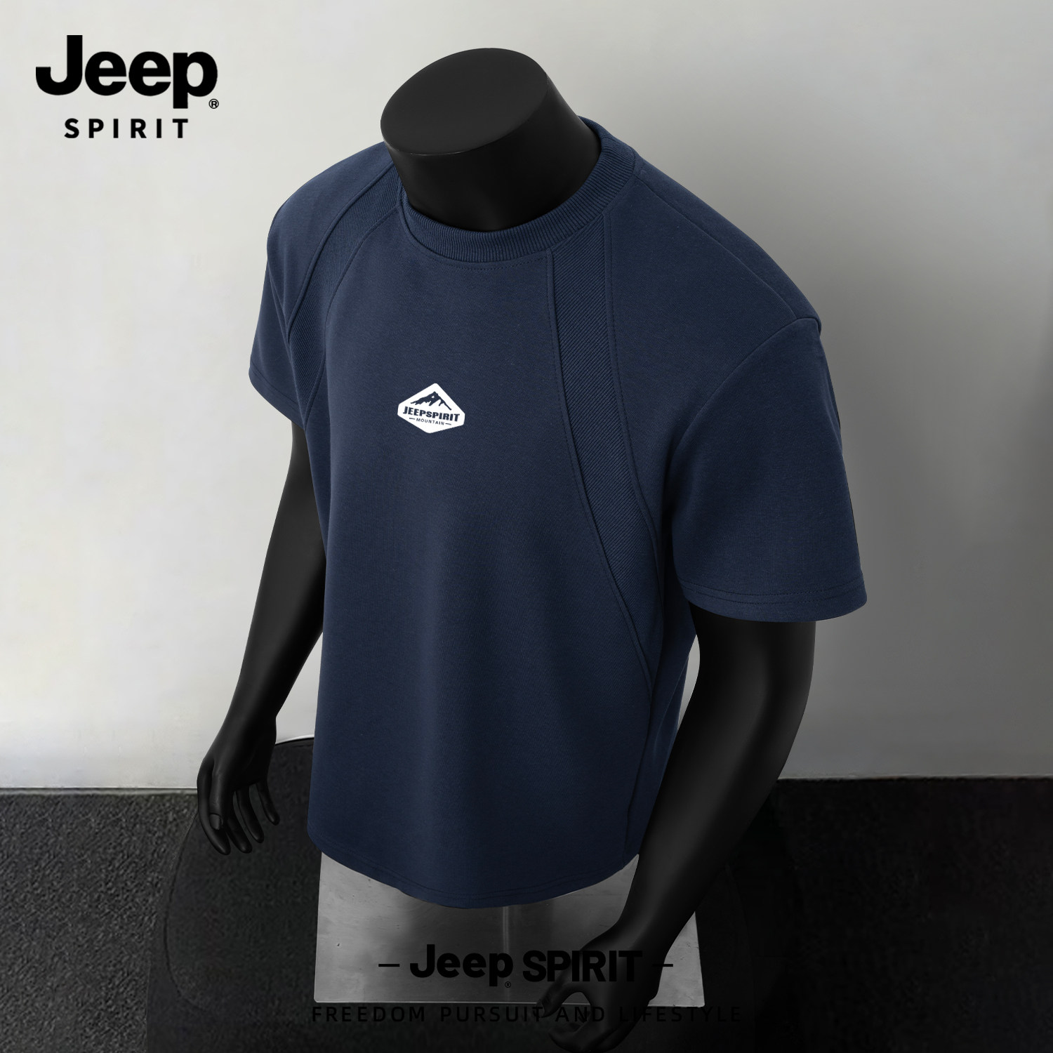 Jeep吉普插肩短袖t恤男2026春季新款潮牌小标打底衫半袖cleanfit