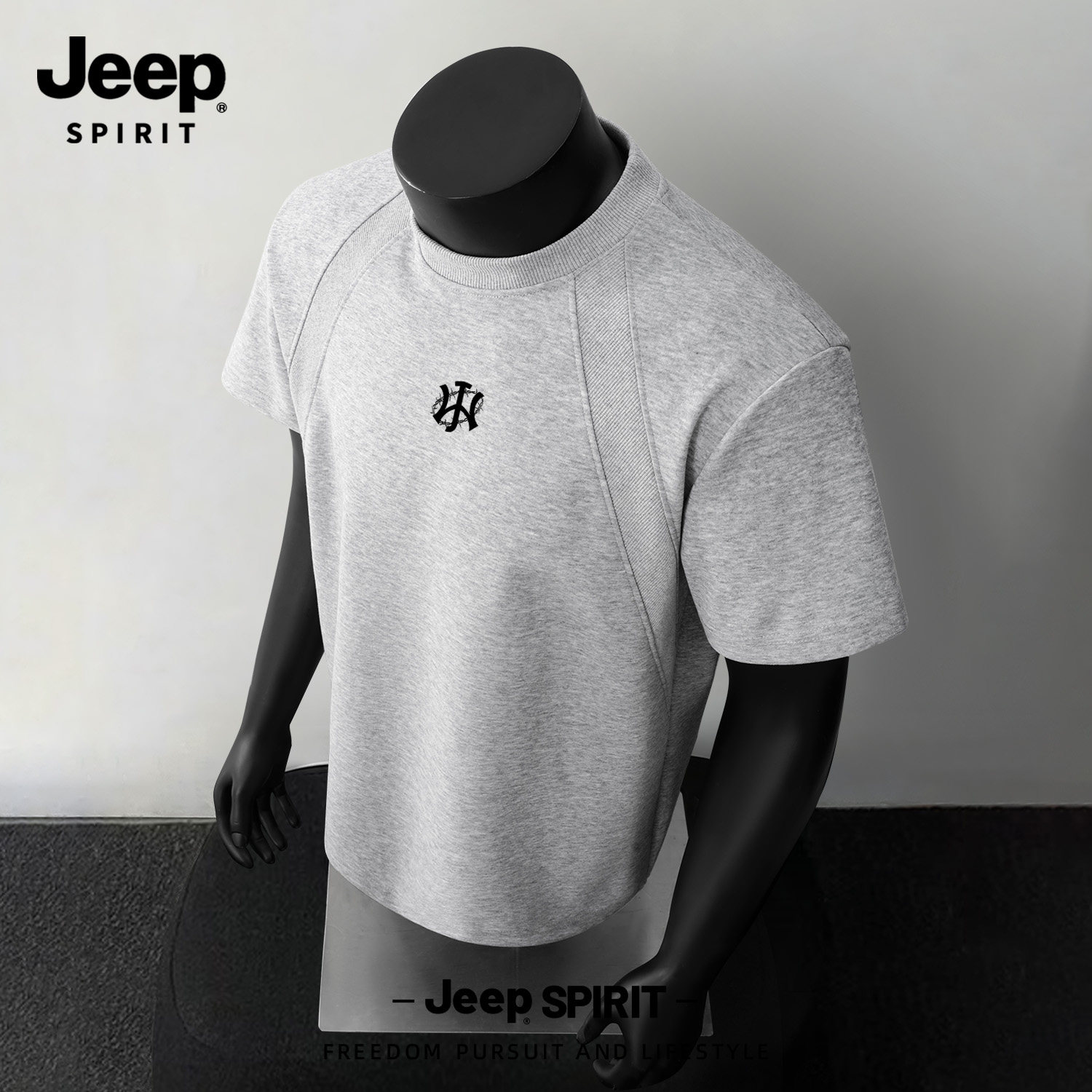 Jeep吉普痞帅半袖插肩短袖T恤男2026春季新款美式cleanfit打底衫