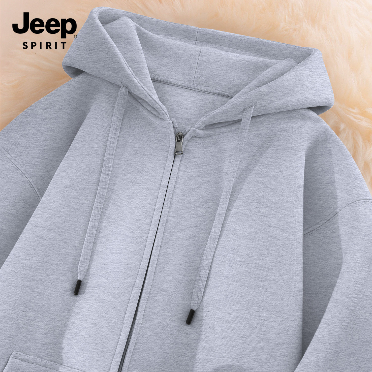 Jeep吉普连帽开衫卫衣男款秋水洗