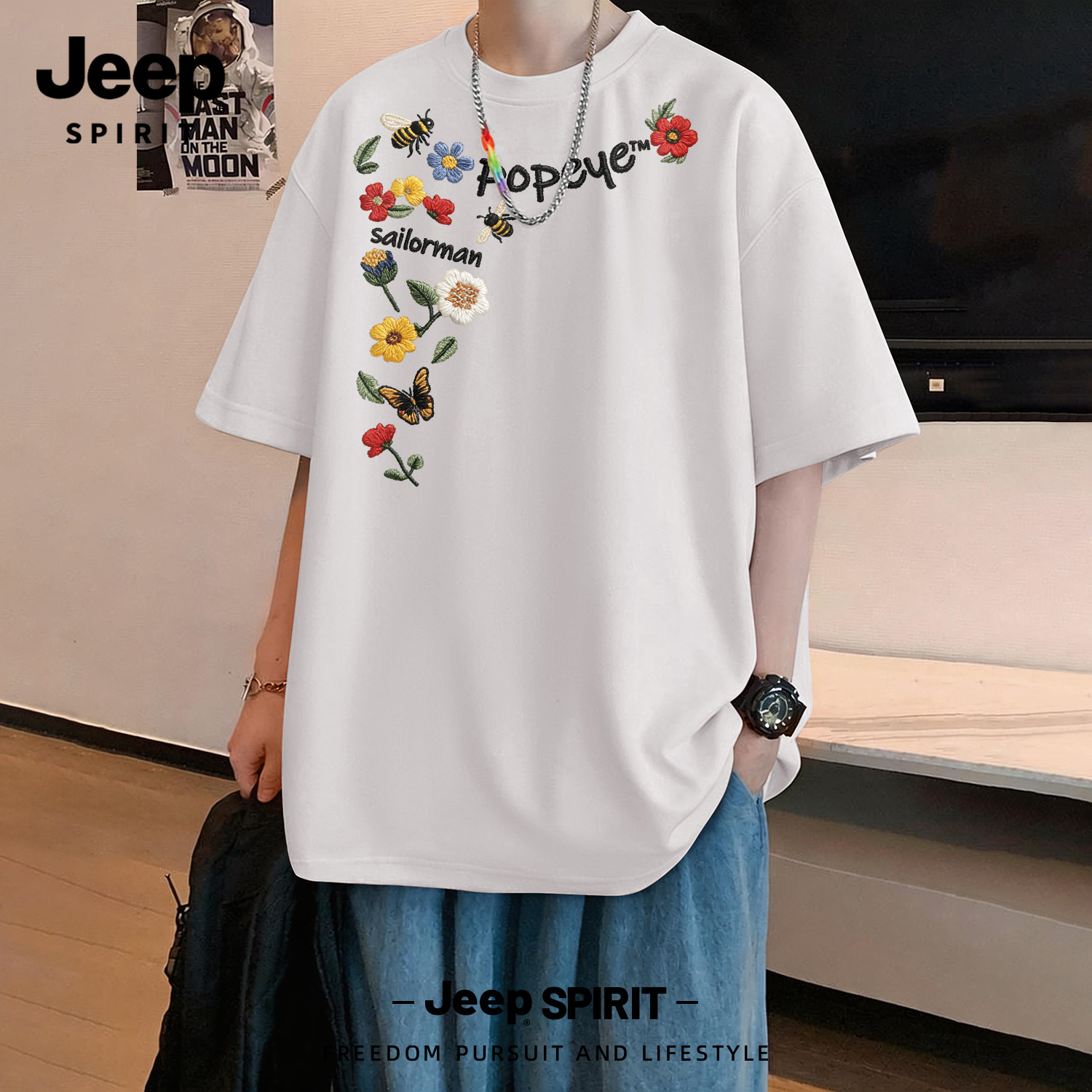 Jeep吉普美式重磅短袖t恤男款