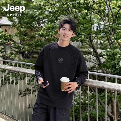 Jeep吉普男插肩长袖上衣潮流穿搭