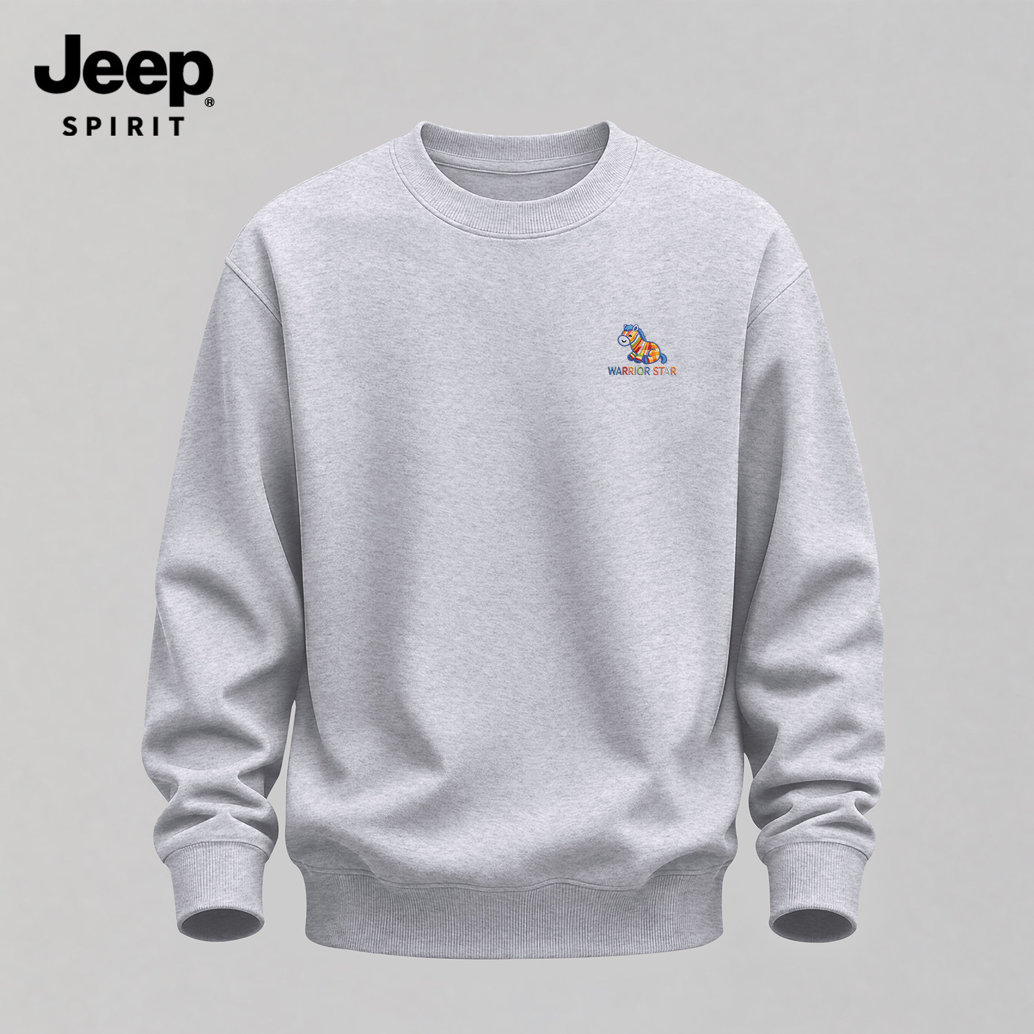 Jeep吉普男套头卫衣圆领灰色上衣