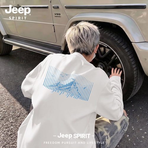 Jeep吉普纯棉长袖T恤男款2026新
