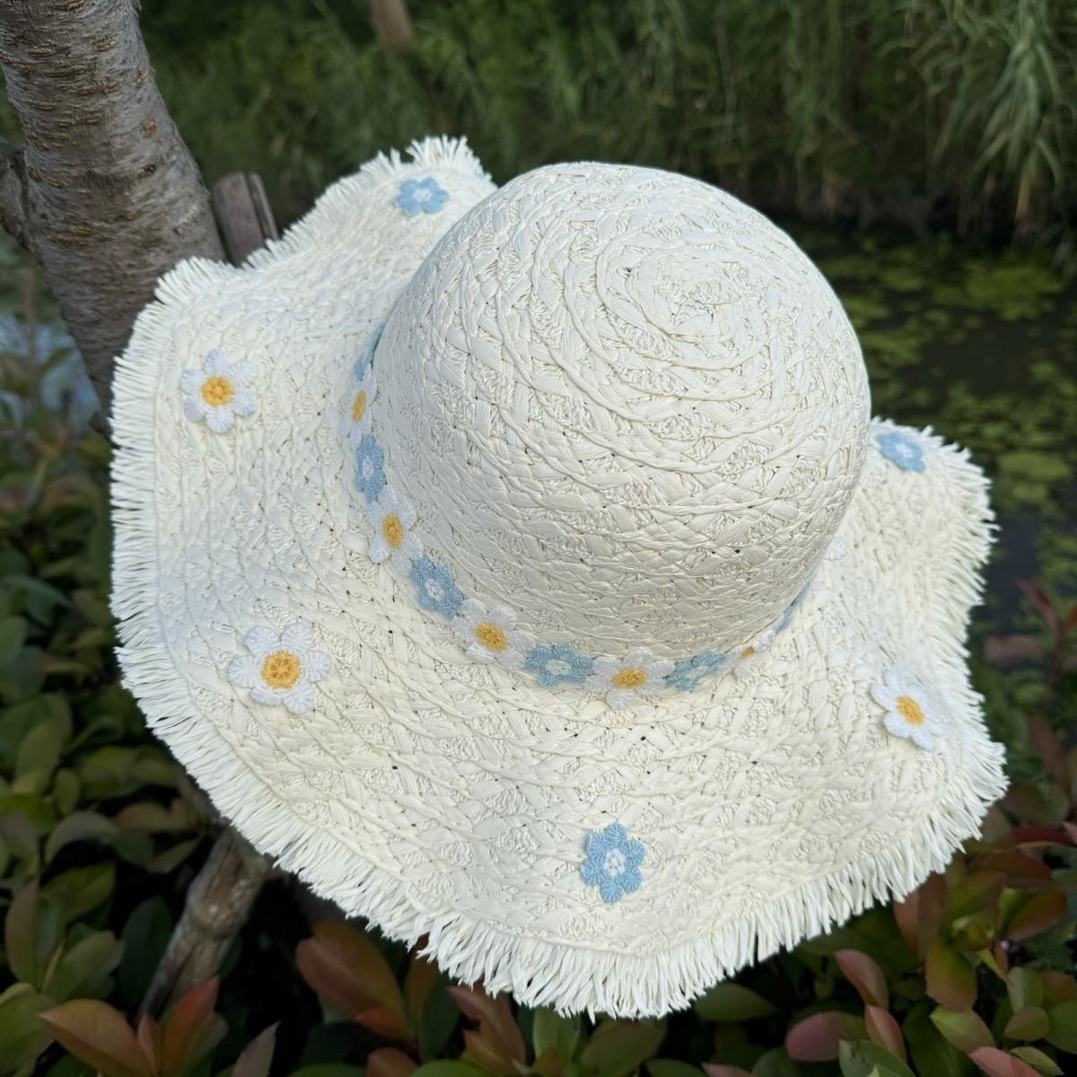 夏季手工编织花环拉菲草帽女2026新款出游度假百搭大檐防晒沙滩帽,服饰配件/皮带/帽子/围巾,防晒帽,淘宝优惠券,粉丝福利购,淘宝优惠卷