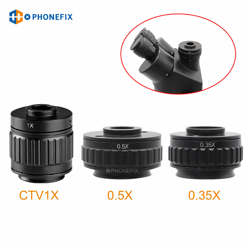 三目显微镜工业相机0.35X 0.5X CTV相机转接头适配器转换连接端口