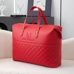 被子包装袋蚕丝被鹅绒被送礼手提袋婚庆喜被皮革收纳袋陪嫁红袋子