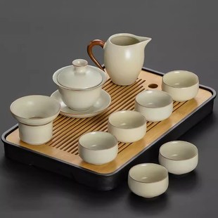 g家用汝窑高档陶瓷懒人自动一体泡茶器茶杯套装 功夫茶具套装 跨境