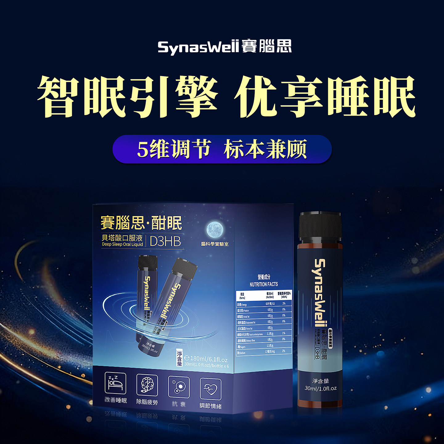 澳门赛脑思酣眠专利贝塔酸口服脑疲劳深度睡眠浅安稳夜醒后累情绪