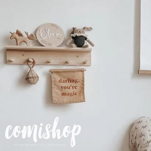 北欧瑞典同步儿童家居装饰系列实木免漆墙壁置物架婴幼儿房软装