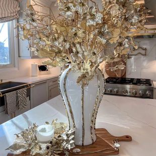 饰品摆设品将军罐 高档家居玄关装 欧式 电镀金色轻奢花瓶陶瓷摆件