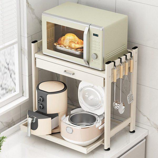 厨房微波炉置物架台面带抽屉多功能放电饭煲烤箱一体抽拉式收纳架,厨房/烹饪用具,微波炉置物架,淘宝优惠券,粉丝福利购,淘宝优惠卷