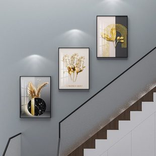 现代轻奢复式楼梯墙面装饰挂件简约踏步侧面挂饰别墅高端过道壁画