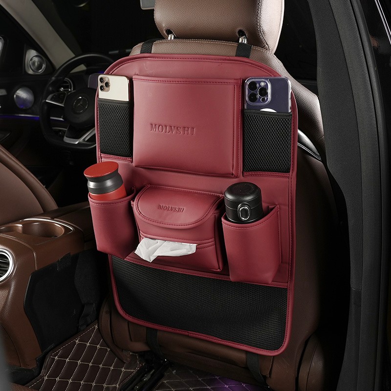汽车椅背收纳袋挂袋皮车载椅背z置物袋多功能抽纸盒车用纸巾盒通