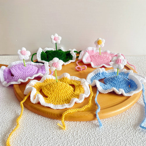 小花狗猫可爱拍照针织帽