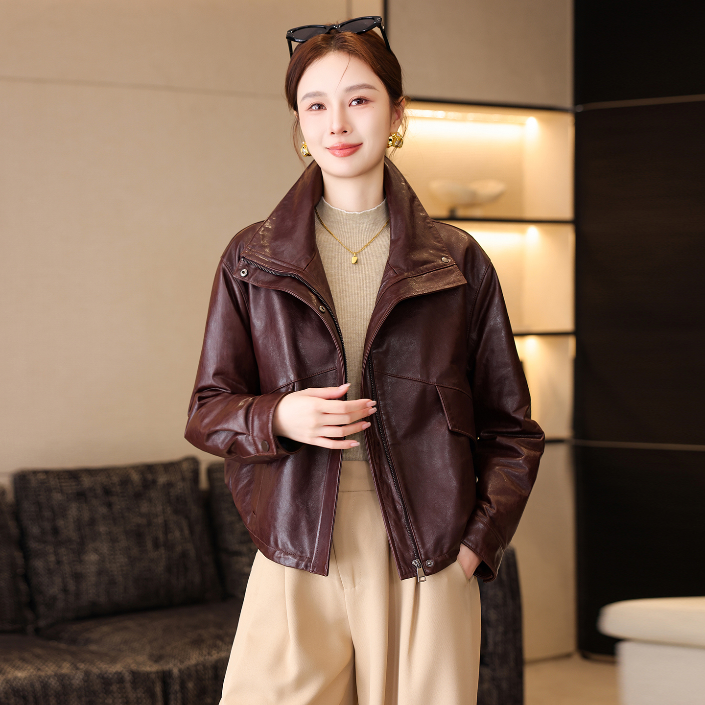 2025新款短款皮衣宽松休闲